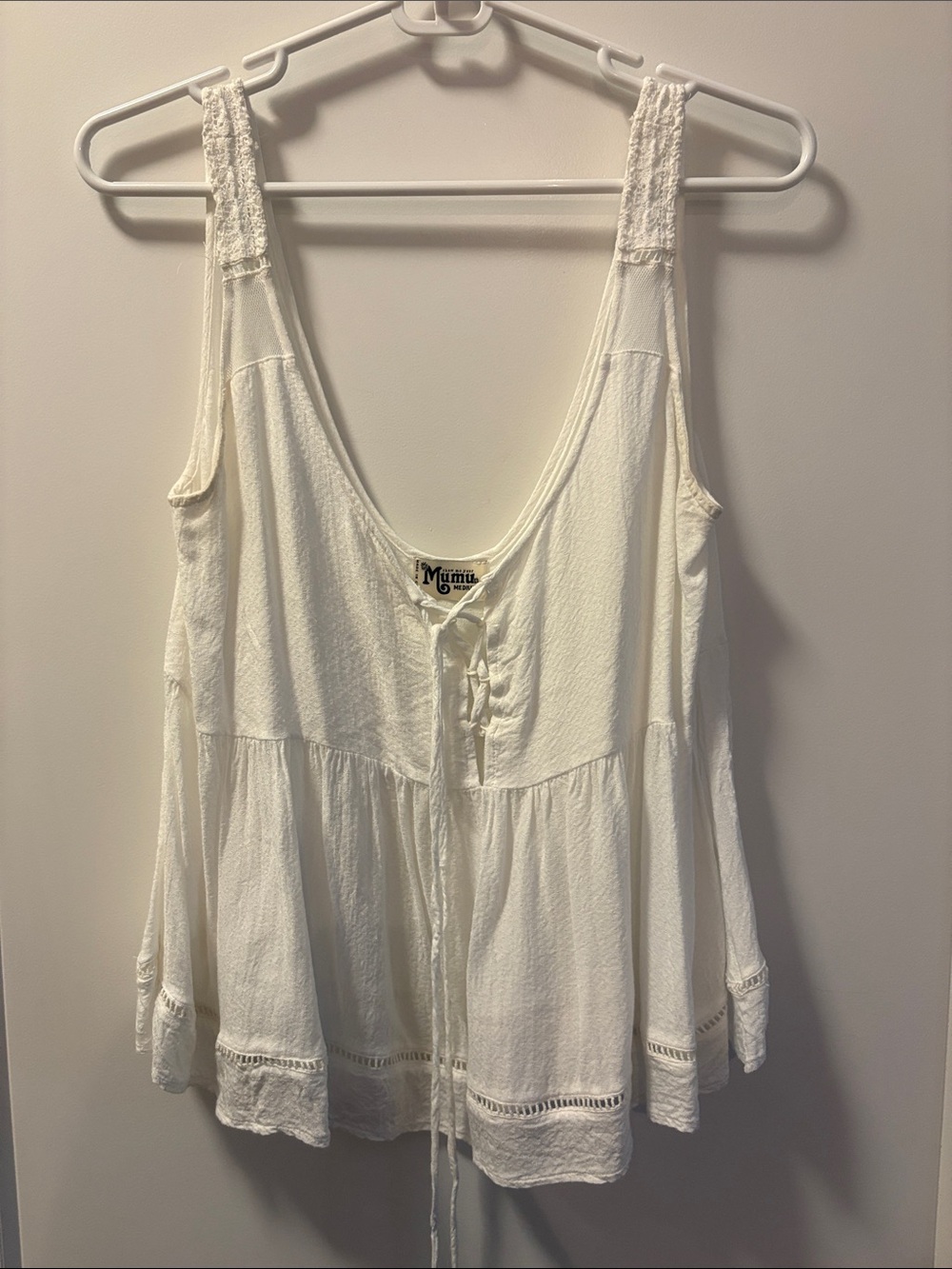 Show Me Your MuMu White Tie-Front Peasant Tank